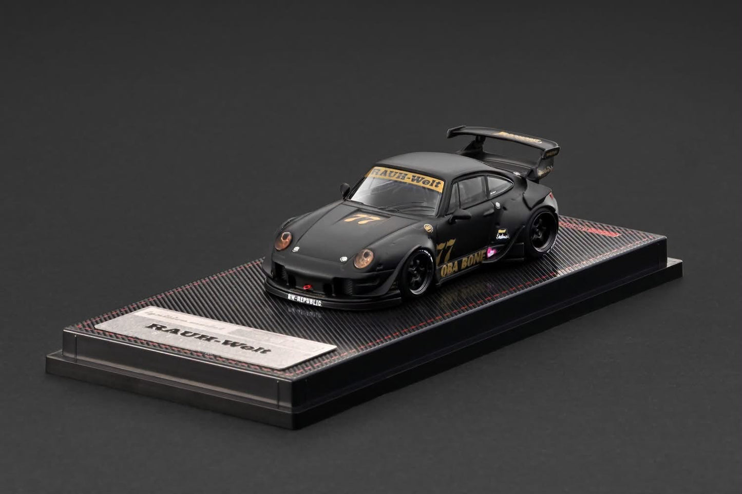 Ignition Model IG4212 RWB Porsche 911 (993) #77 Ora Bone (Matte Black)