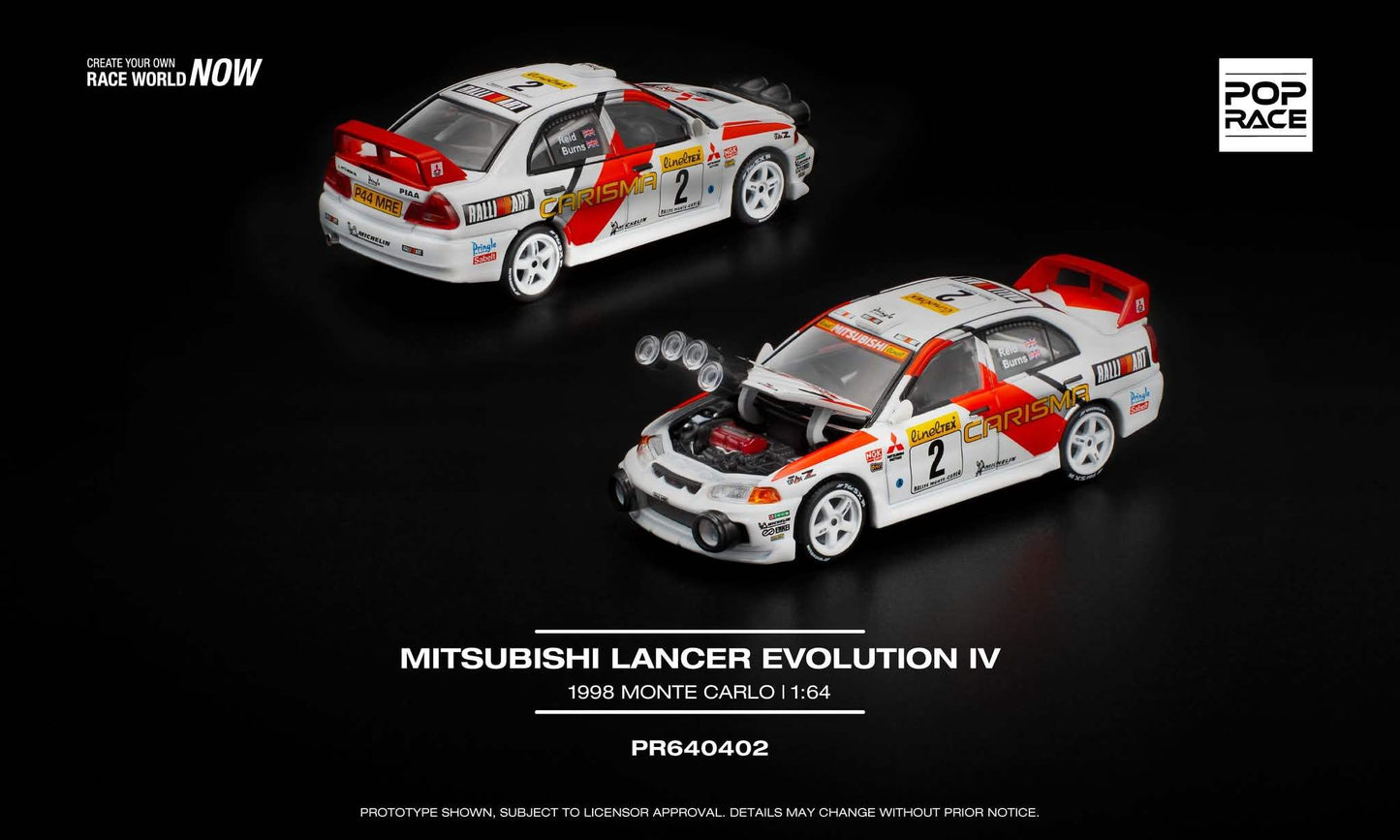 POP RACE 1:64 Mitsubishi Lancer Evolution IV - 1998 Monte Carlo Rally