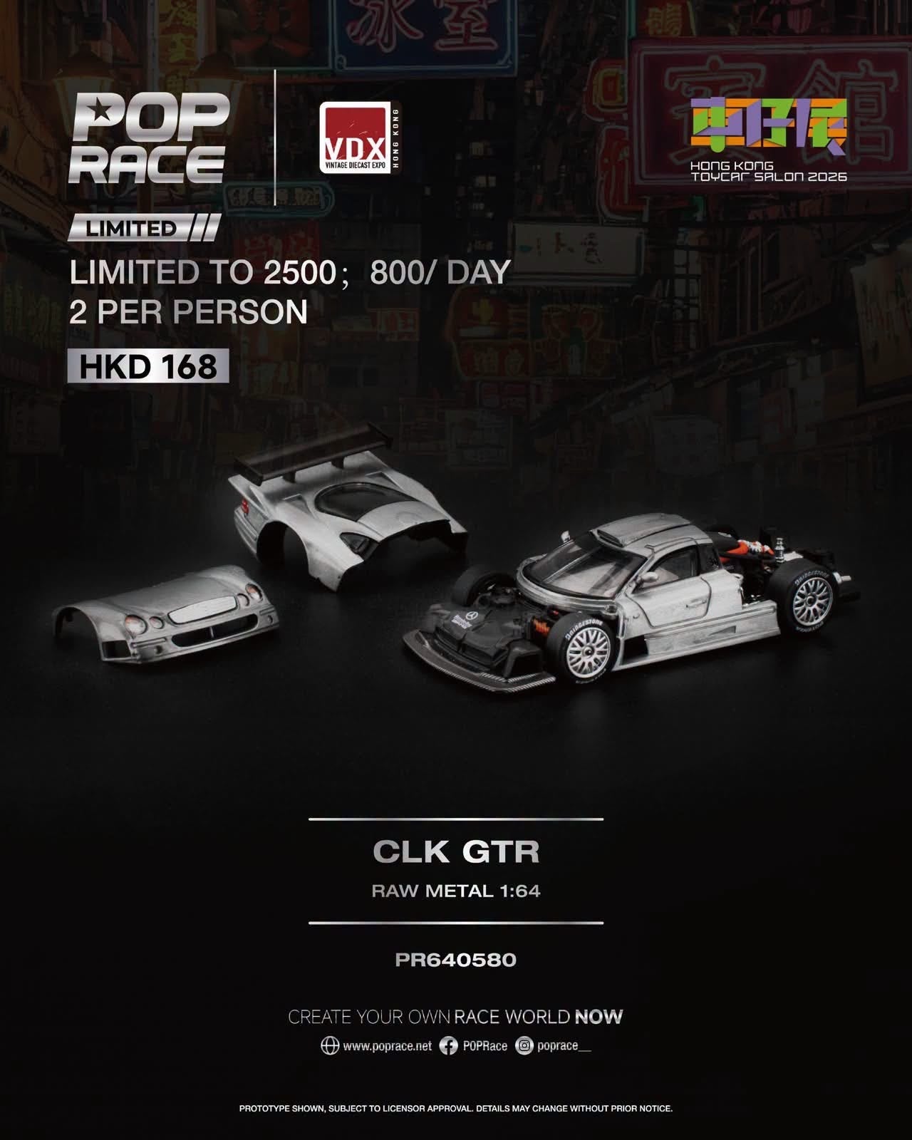 Pop Race PR640580 CLK GTR Raw Metal 1:64