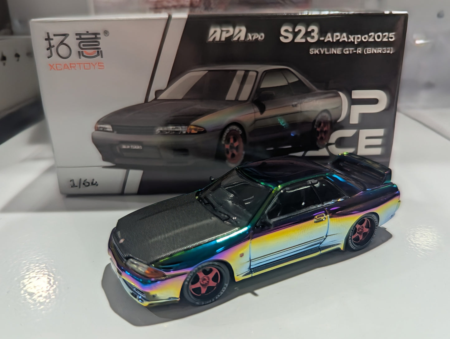 POP Race x APA XPO 1/64 Nissan Skyline GT-R BNR32 Holographic Chrome
