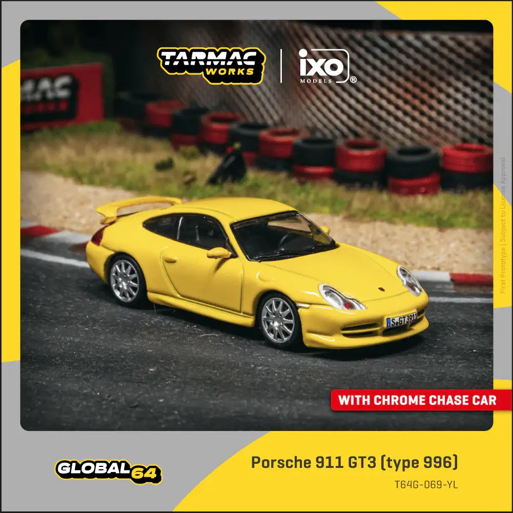 Tarmac Works 1:64 Scale Porsche 911 GT3 (type 996) Yellow