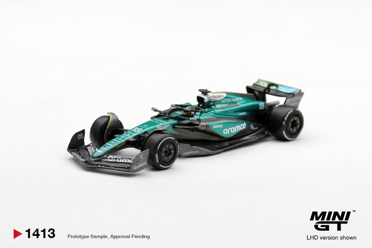 Mini GT #1413 Aston Martin AMR24 #18 Lance Stroll 2024 F1 Las Vegas GP