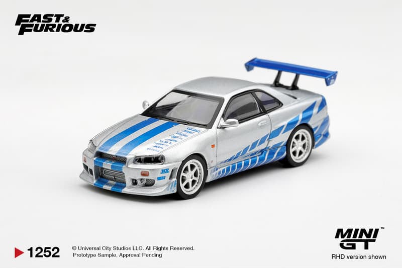 Mini GT #1252 Nissan Skyline GT-R (R34) Fast & Furious Silver/Blue