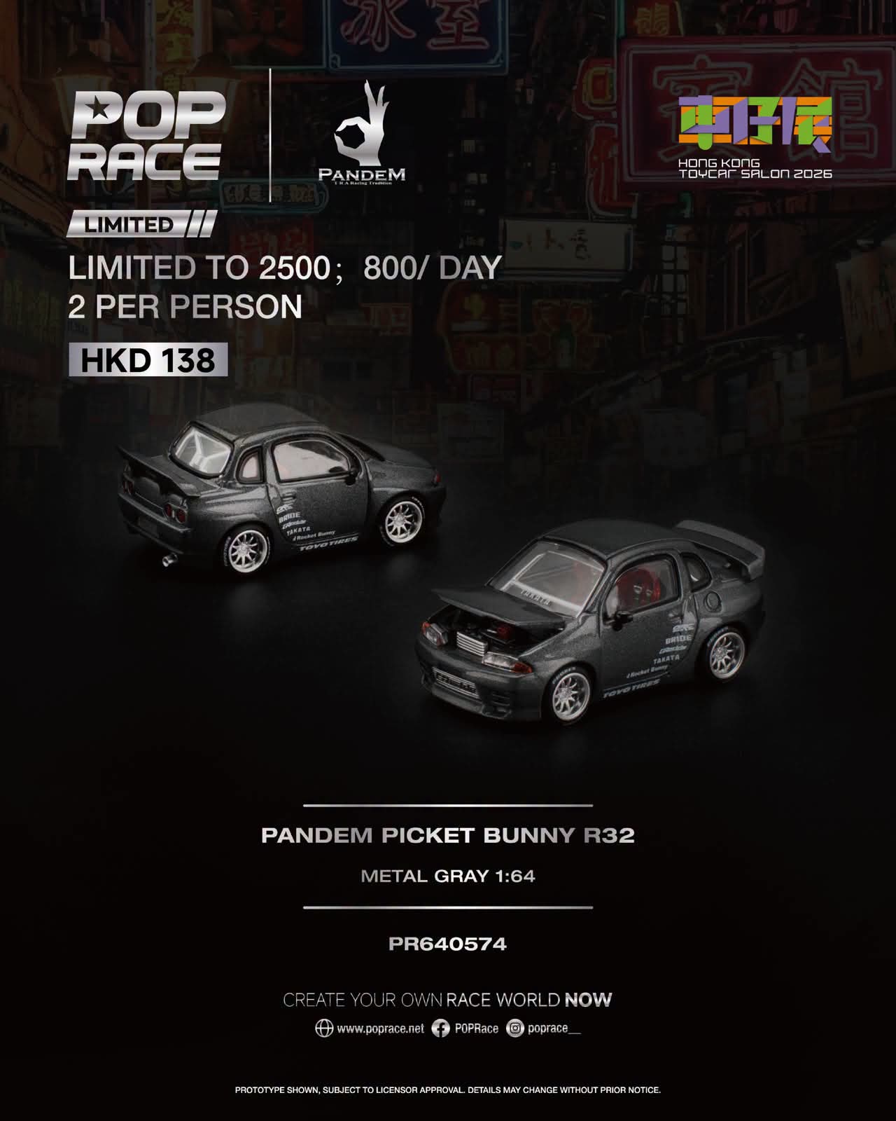Pop Race PR640574 Pandem Picket Bunny R32 Metal Gray 1:64