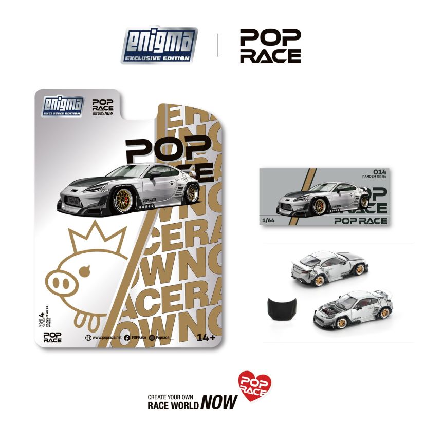 Pop Race x Enigma 1:64 Scale PANDEM GR86 - CRYSTAL WHITE PEARL
