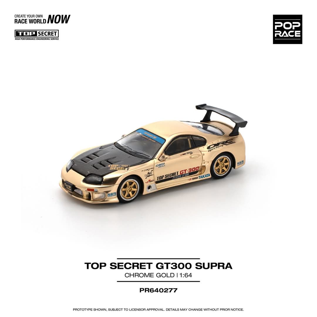 Pop Race 1/64 PR640277 TOP SECRET GT300 SUPRA CHROME GOLD