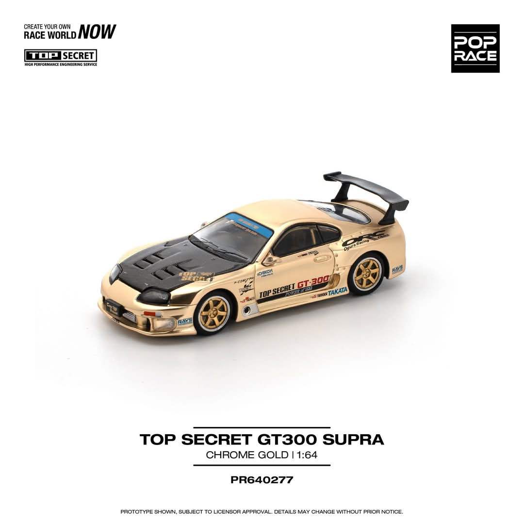Pop Race 1/64 PR640277 TOP SECRET GT300 SUPRA CHROME GOLD