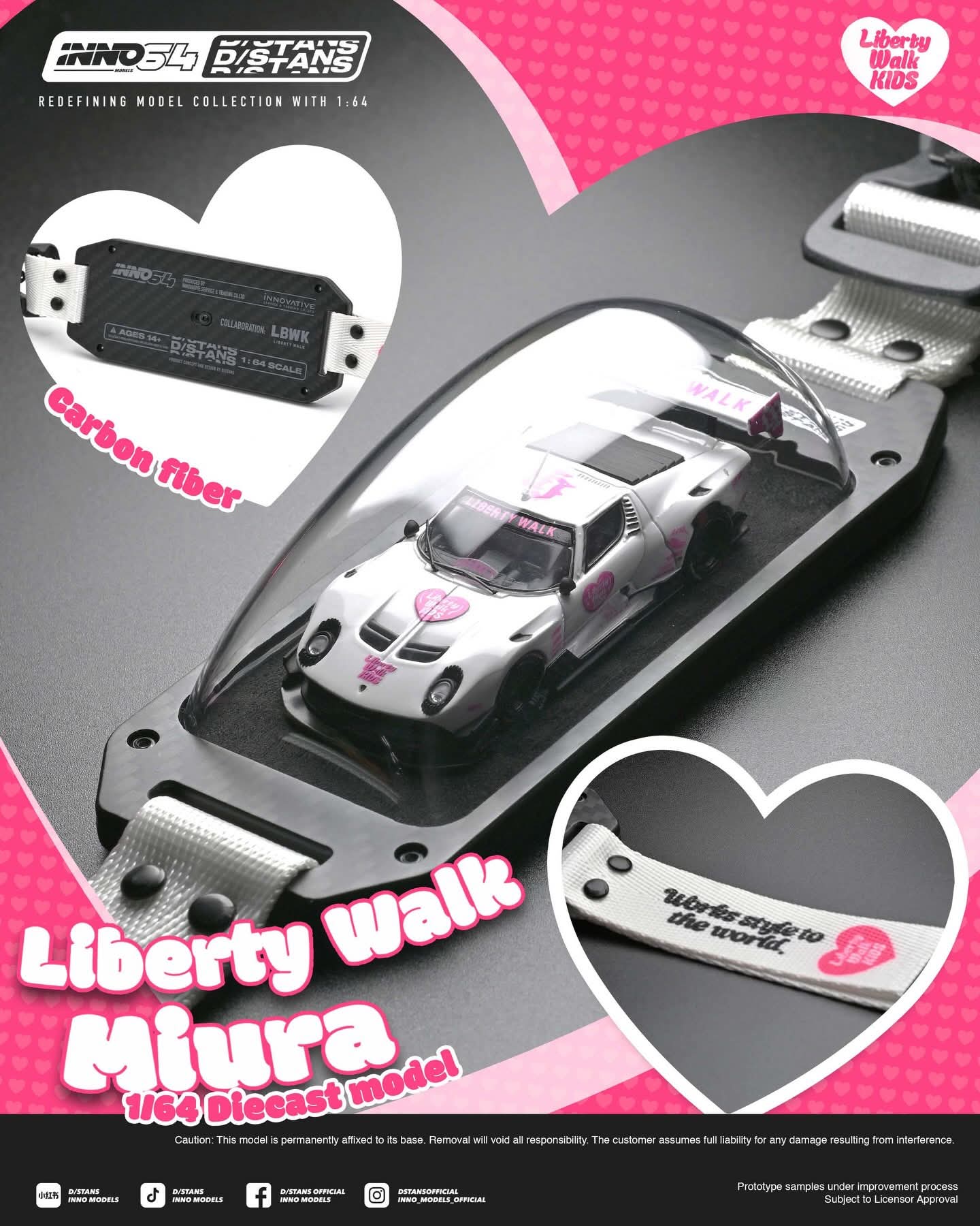 Inno64 x D/Stans Liberty Walk Miura LBWKids Carbon Fiber Base 1:64