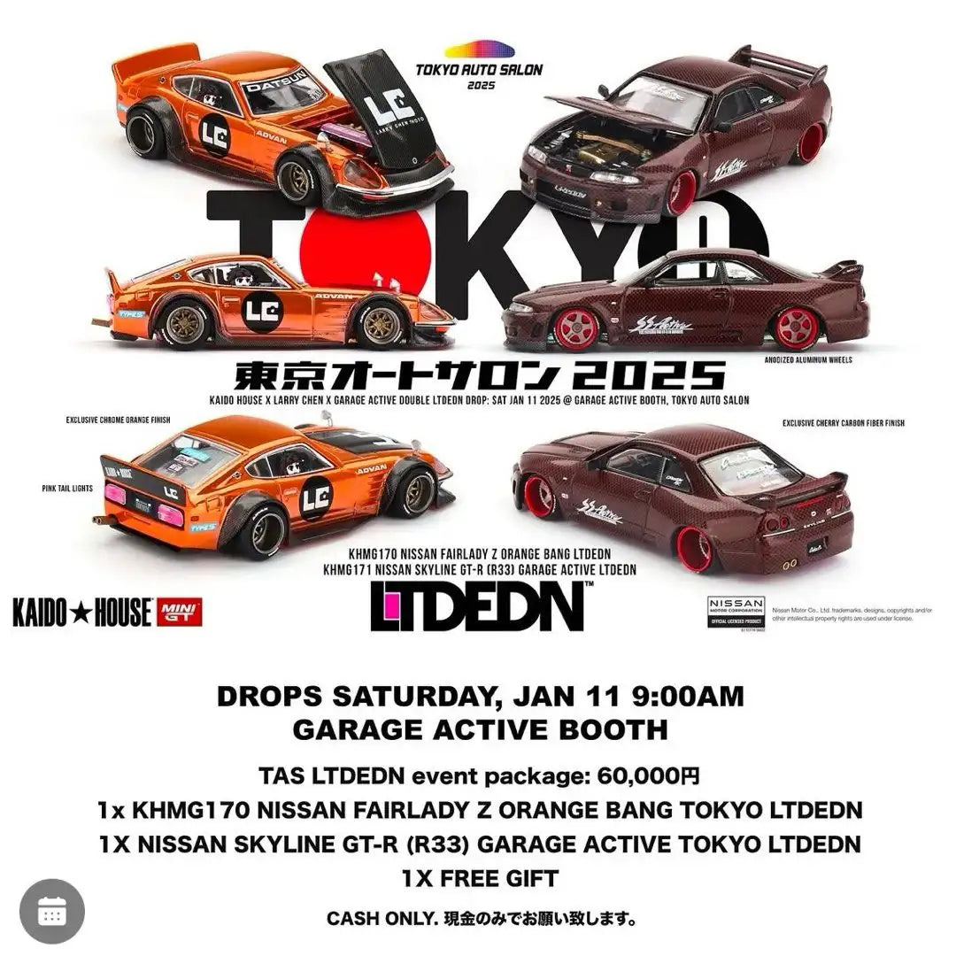 Mini GT x Kaido House Tokyo Auto Salon 2025 Exclusive Set Nissan Skyline GT-R (R33) & FAIRLADY Z