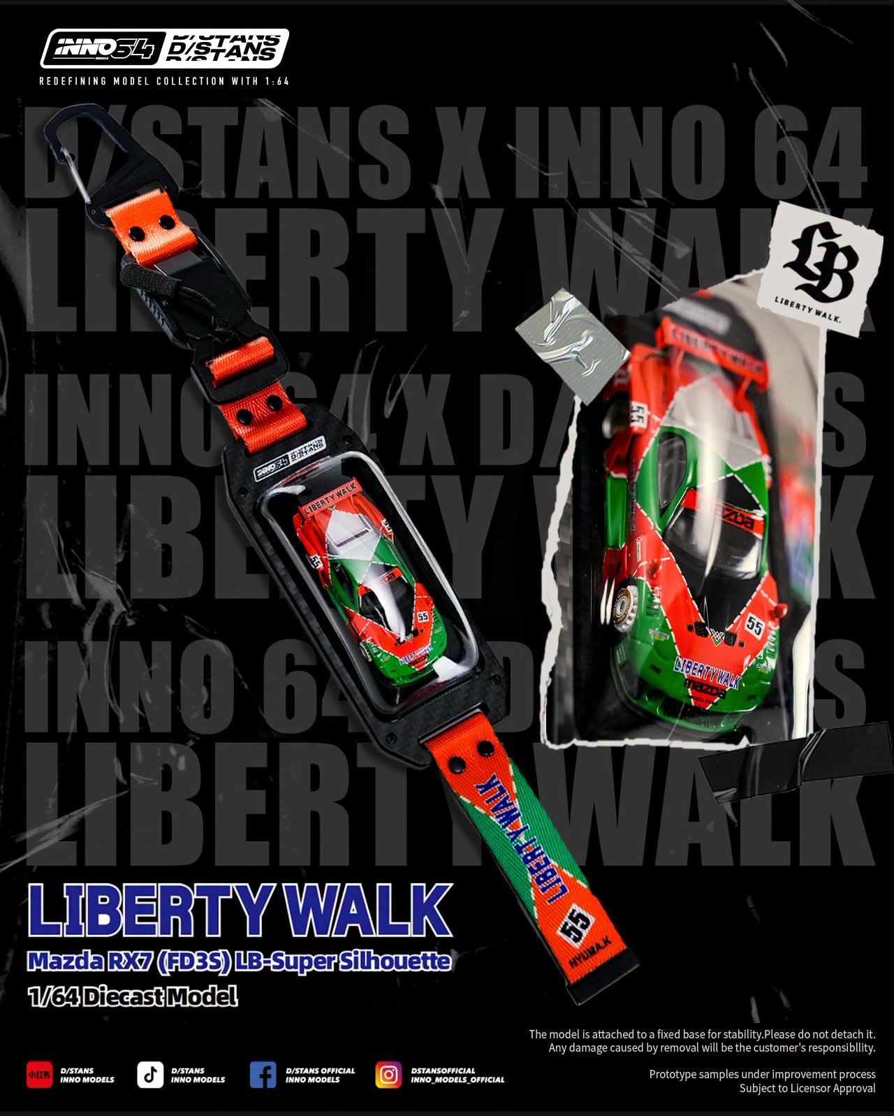 Inno64 x D/Stans Liberty Walk Mazda RX7 FD3S LB-Super Silhouette #55 1:64