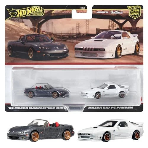 Hot Wheels Car Culture Premium 2 Pack Mazda 04 Mazdaspeed Miata & RX7 FC Pandem