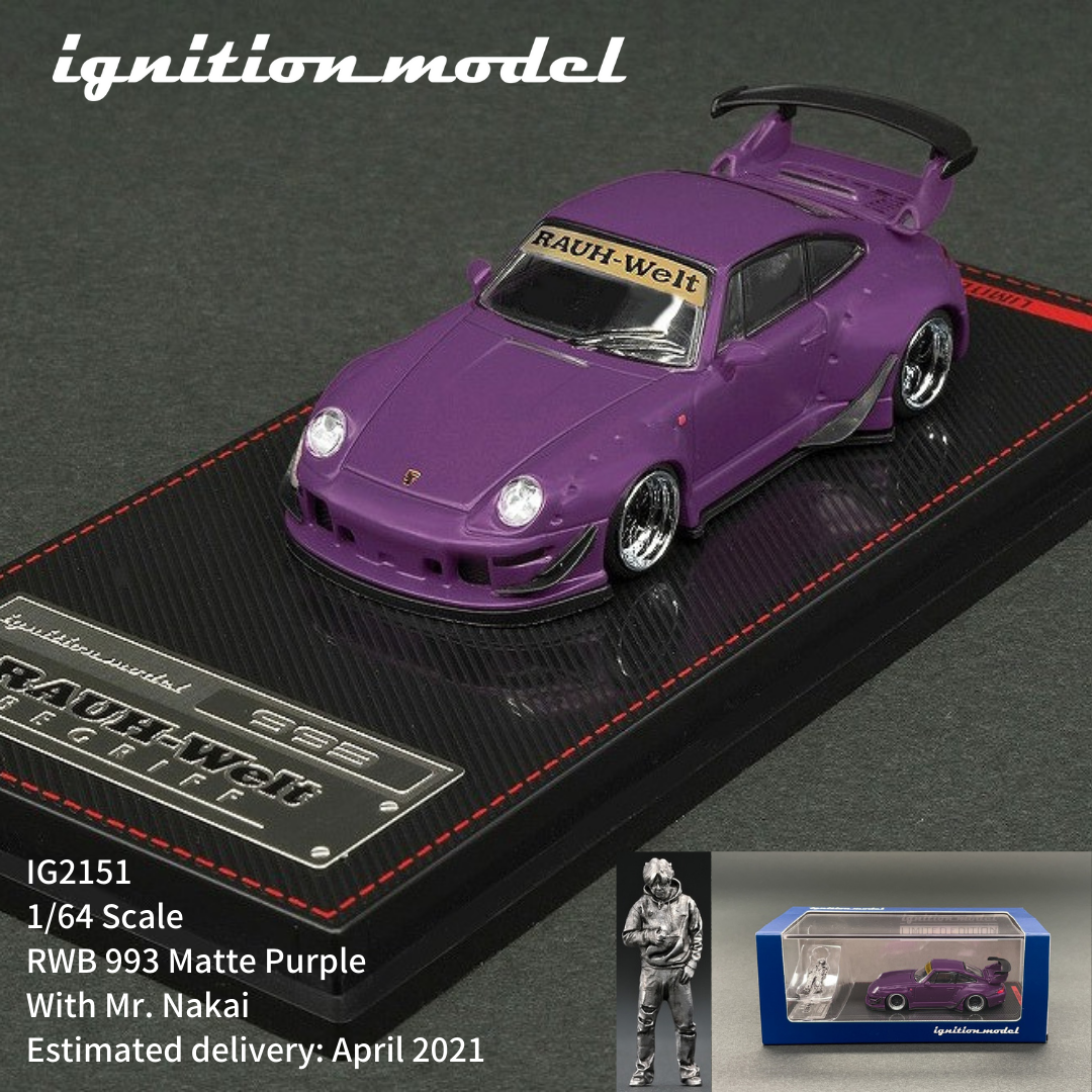 Ignition Model 1:64 Scale Porsche RWB 993 Matte Purple With Mr. Nakai