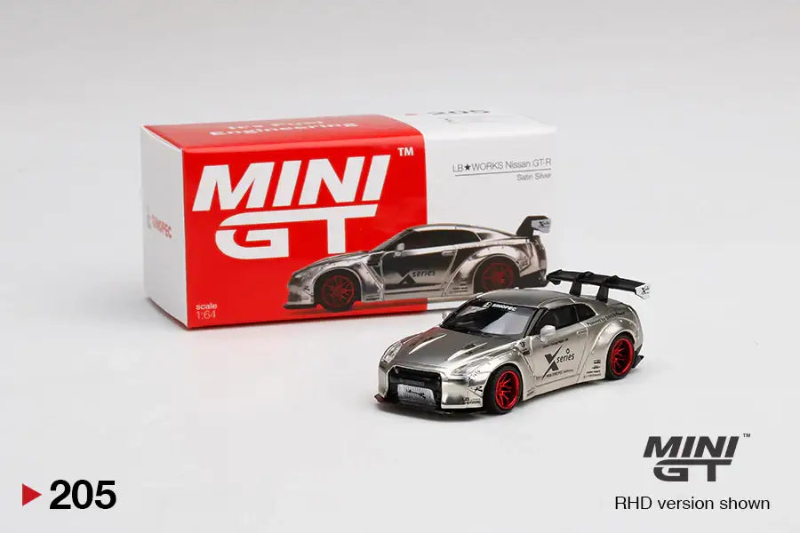 Mini GT Mini GT #205 Hong Kong Exclusive Nissan GT-R R35 Type 1, Rear Wing ver 1 Satin Silver