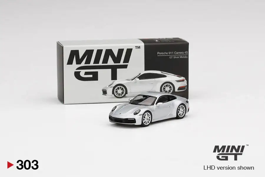 Mini GT Mini GT #303 Porsche 911 Carrera 4S GT Silver Metallic