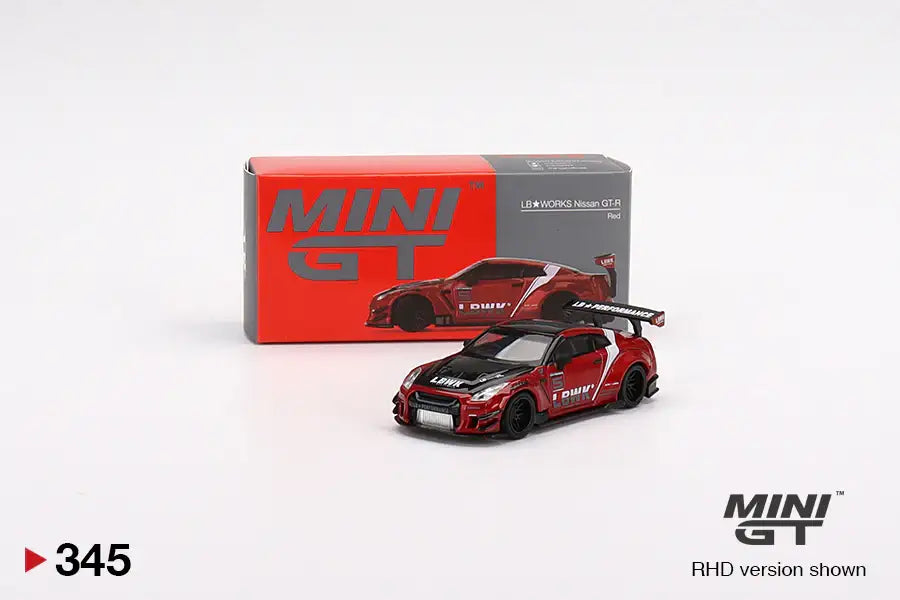 Mini GT Mini GT #345 LB★WORKS Nissan GT-R R35 Type 2, Rear Wing ver 3 , Red, LB Work Livery 2.0