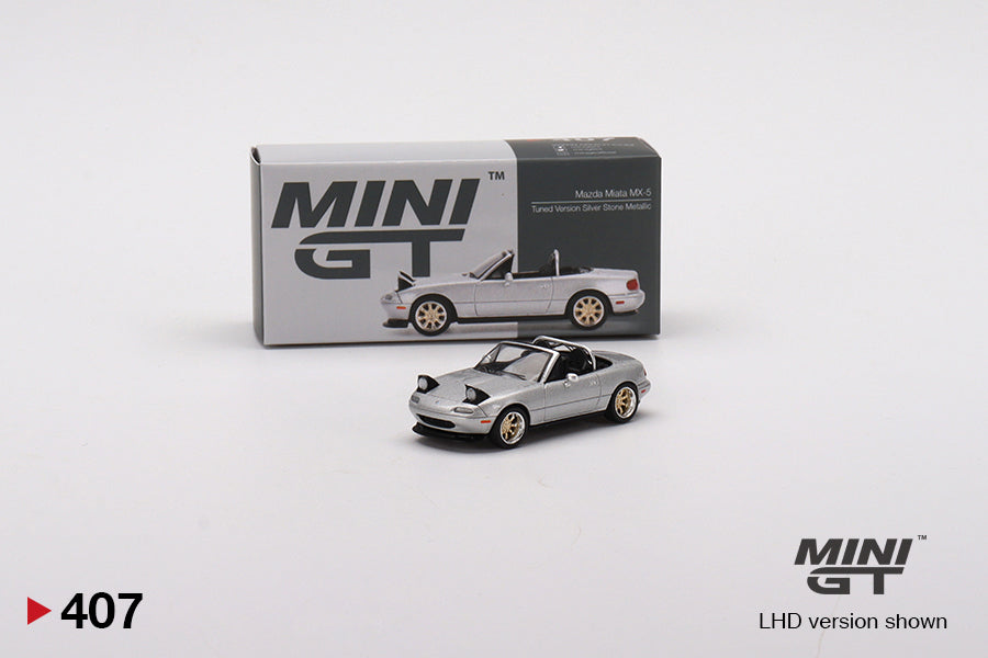 Mini GT #407 Mazda Miata MX-5 Tuned Version Silver Stone Metallic