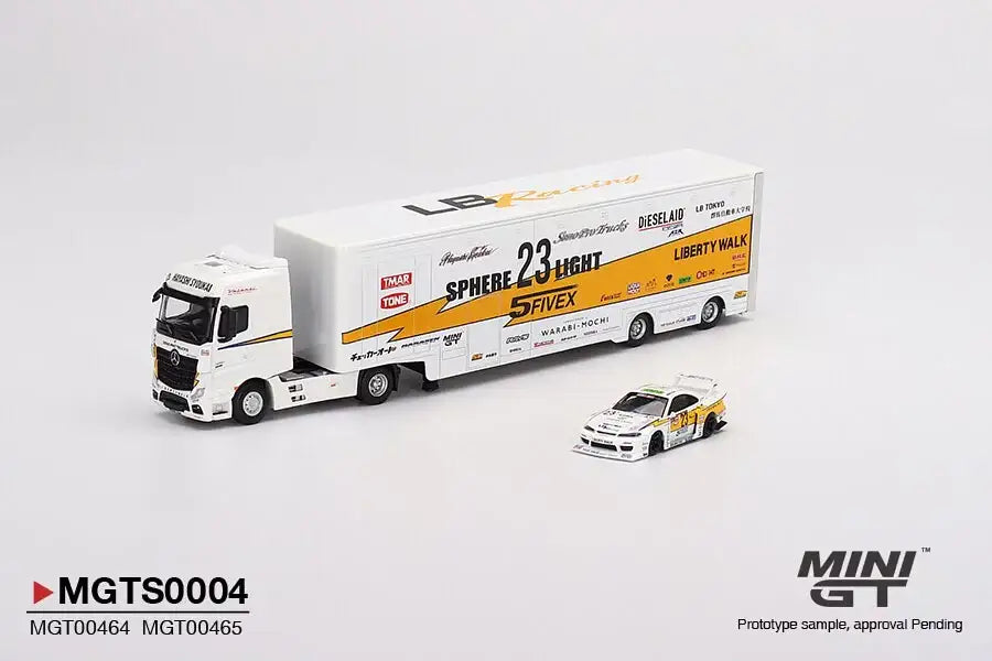 Mini GT Mini GT #MGTS004 MINI GT LB Racing Racing Transporter Set (Included 1 transporter and 1 Car)