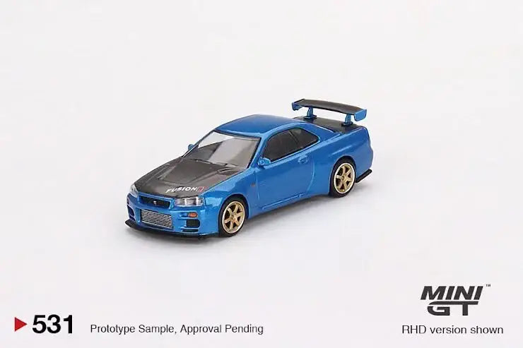 Mini GT Mini GT #531 Nissan Skyline GT-R (R34) Top Secret Bayside Blue