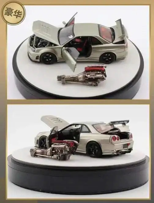PGM X One Model 1:64 Scale Nissan Skyline GTR R34 Nismo Z Tune Champagne Gold Luxury