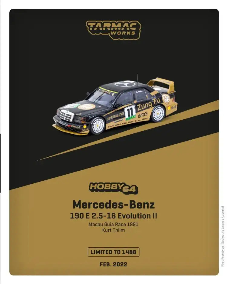 Tarmac Works Mercedes-Benz 190 E 2.5-16 Evolution II Macau Guia Race 1991 Kurt Thiim *** Limited to 1488pcs ***
