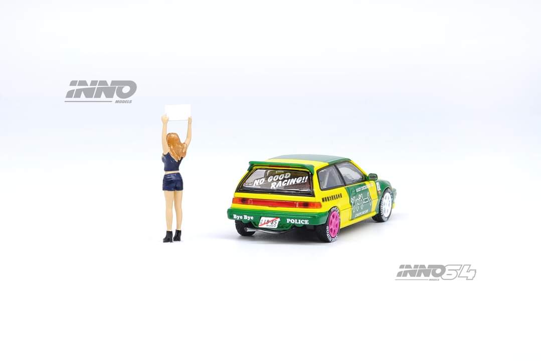 INNO64 Honda Civic EF9 No Good racing Osaka Auto Messe 2019 with show girl scale 1:64 Inno64