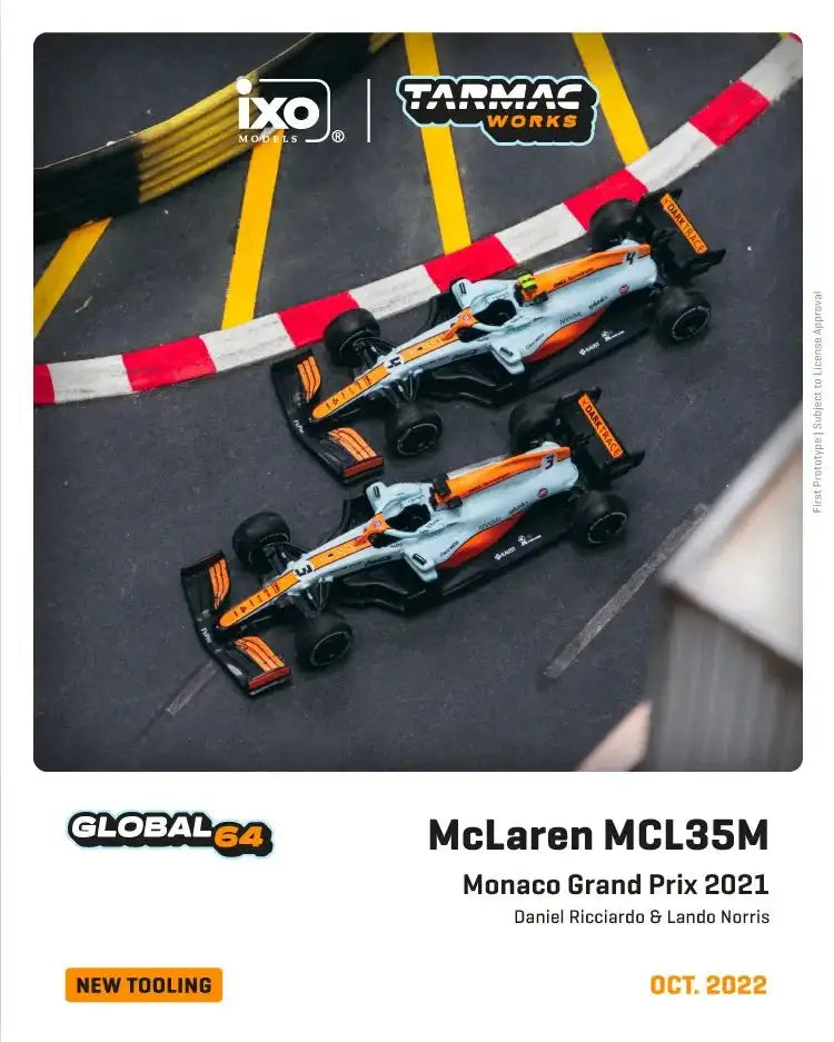 Tarmac Works 1:64 Scale McLaren MCL35M Monaco Grand Prix 2021