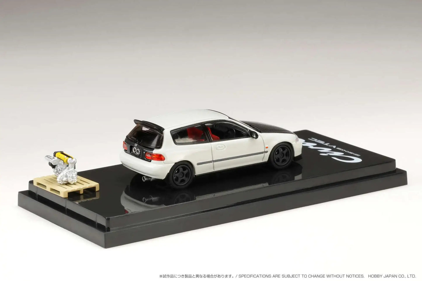 Hobby Japan 1/64 Honda CIVIC Type R (Eg6) JDM Style with Engine Display Model Customized Version White