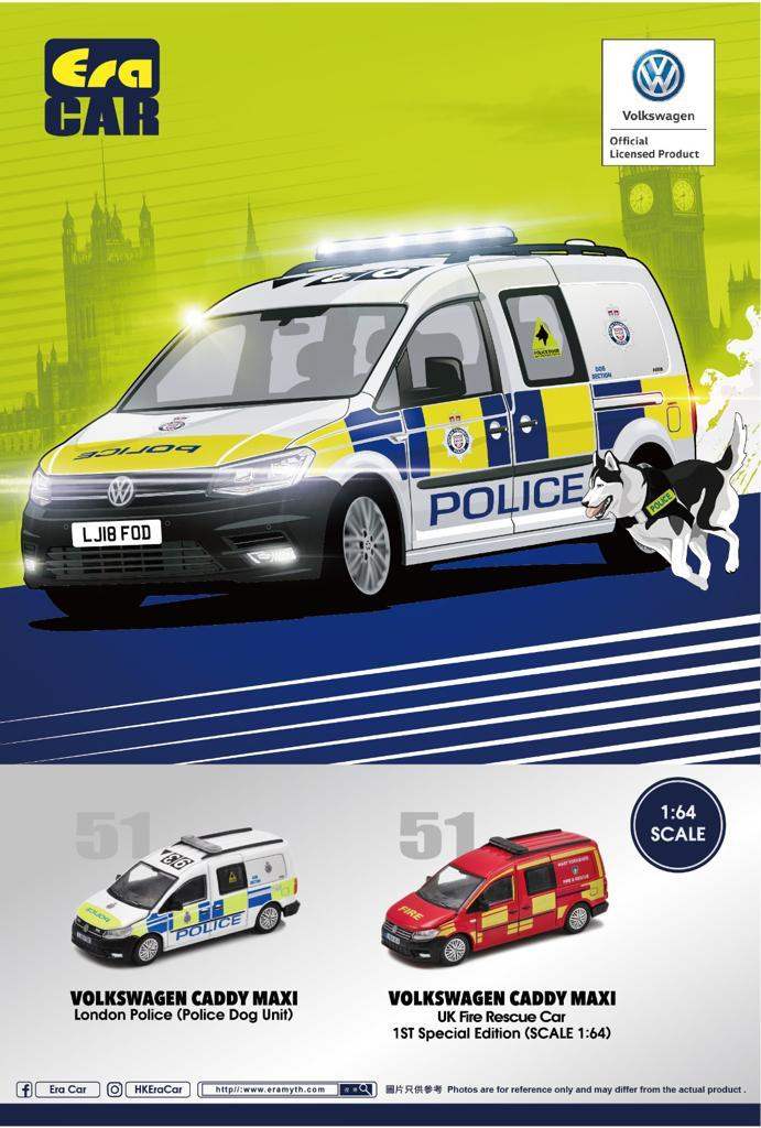 Era Car ERA Car #51 Volkswagen Caddy London Police Police Dog Unit (with mini dog figure) Scale 1:64