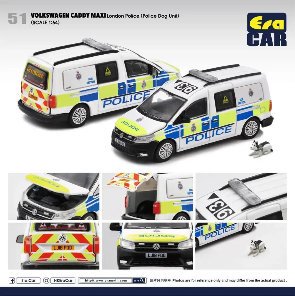Era Car ERA Car #51 Volkswagen Caddy London Police Police Dog Unit (with mini dog figure) Scale 1:64