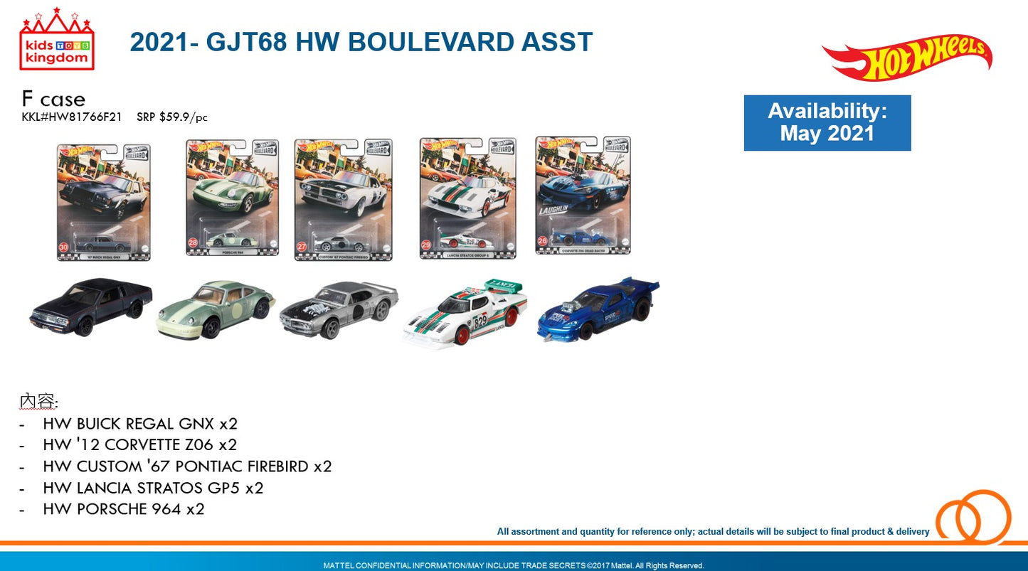 Hot Wheels Boulevard 2021 Mix F Set of 5 Hotwheels