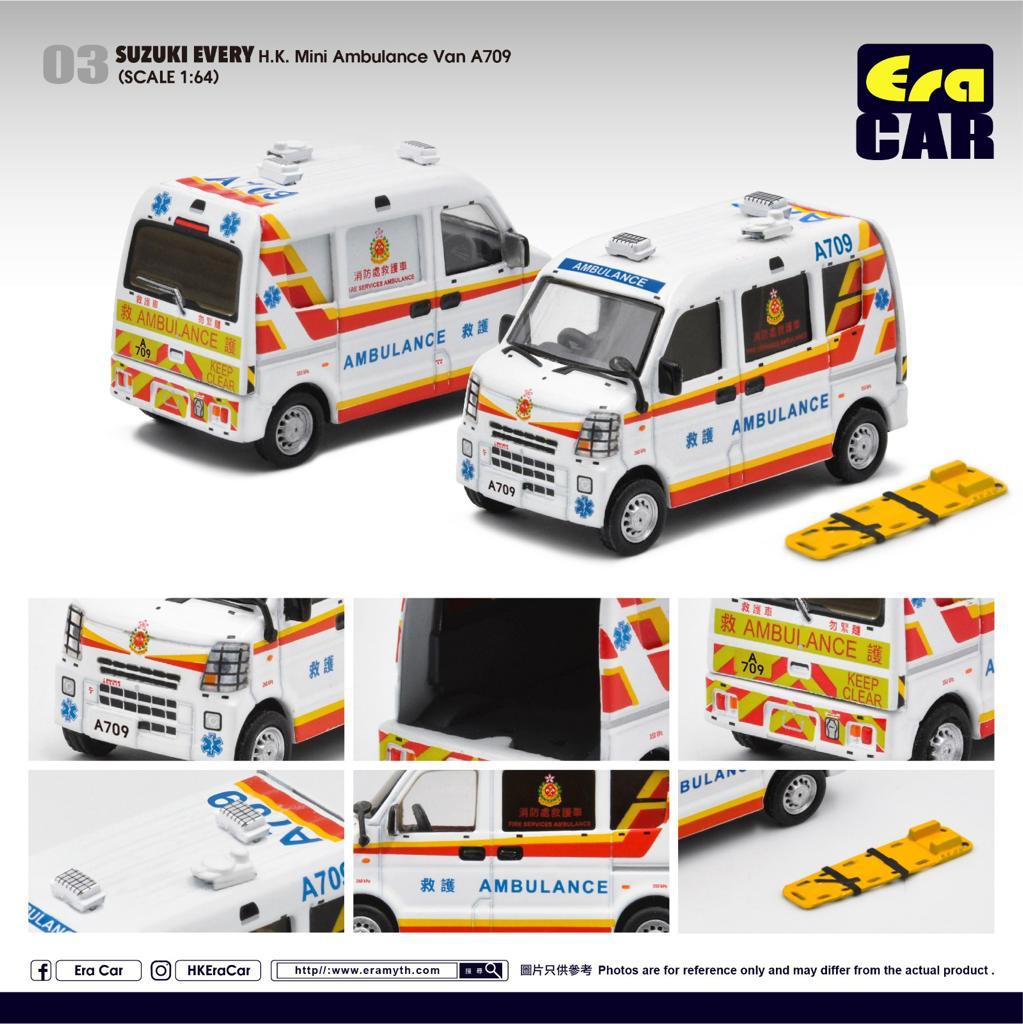 Era Car 03 Suzuki Every H.K. Mini Ambulance Van A709 Scale 1:64