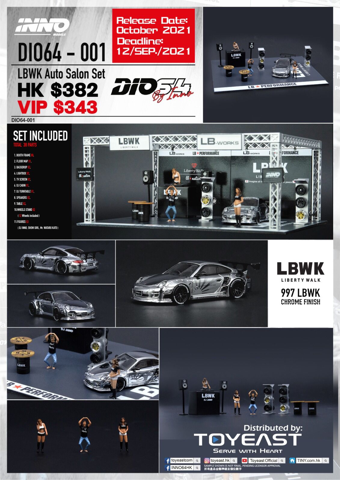 Inno64 LBWK Auto Salon Porsche 997 Set Diorama