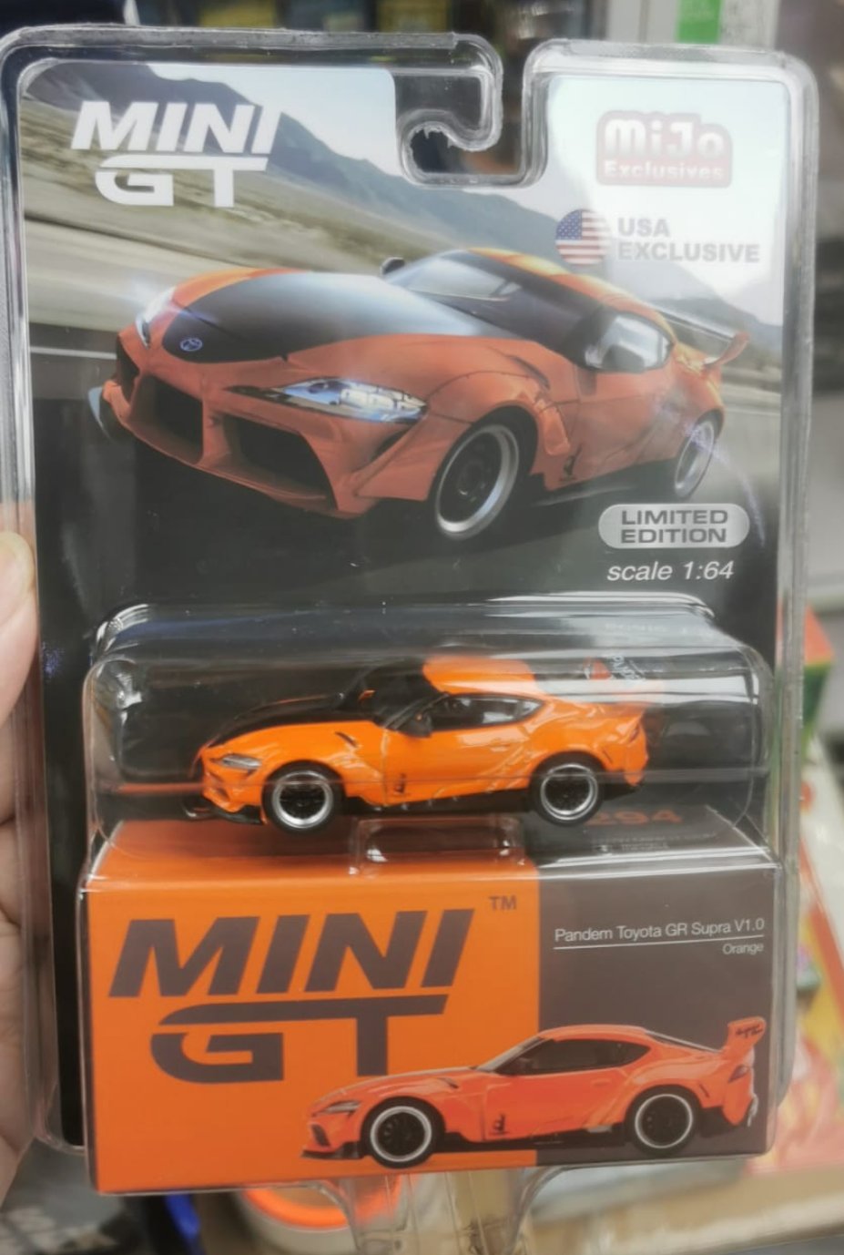 Mini GT x Mijo Exclusive 1:64 Scale Pandem Toyota GR Supra (A90) Orange