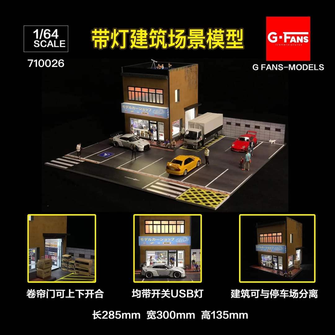 G FANS 1:64 Scale diorama Mini Car Shop