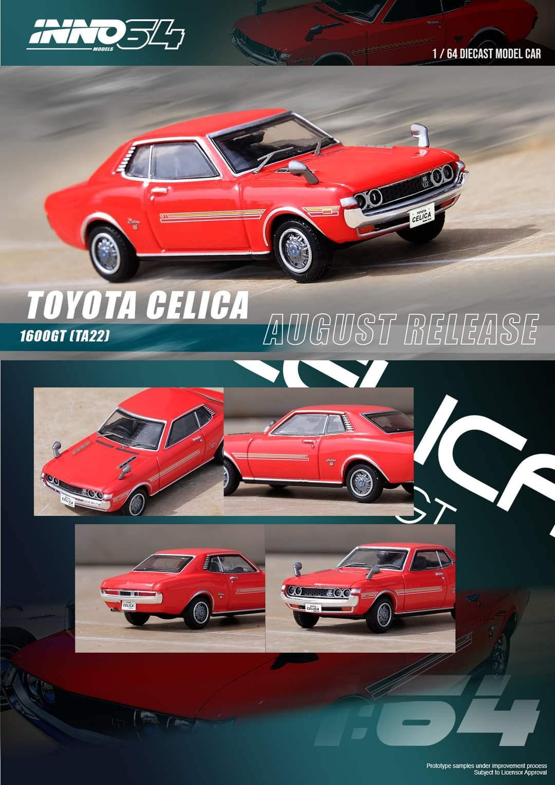 Inno64 Toyota Celica 1600GT TA22 Red 1:64 Scale