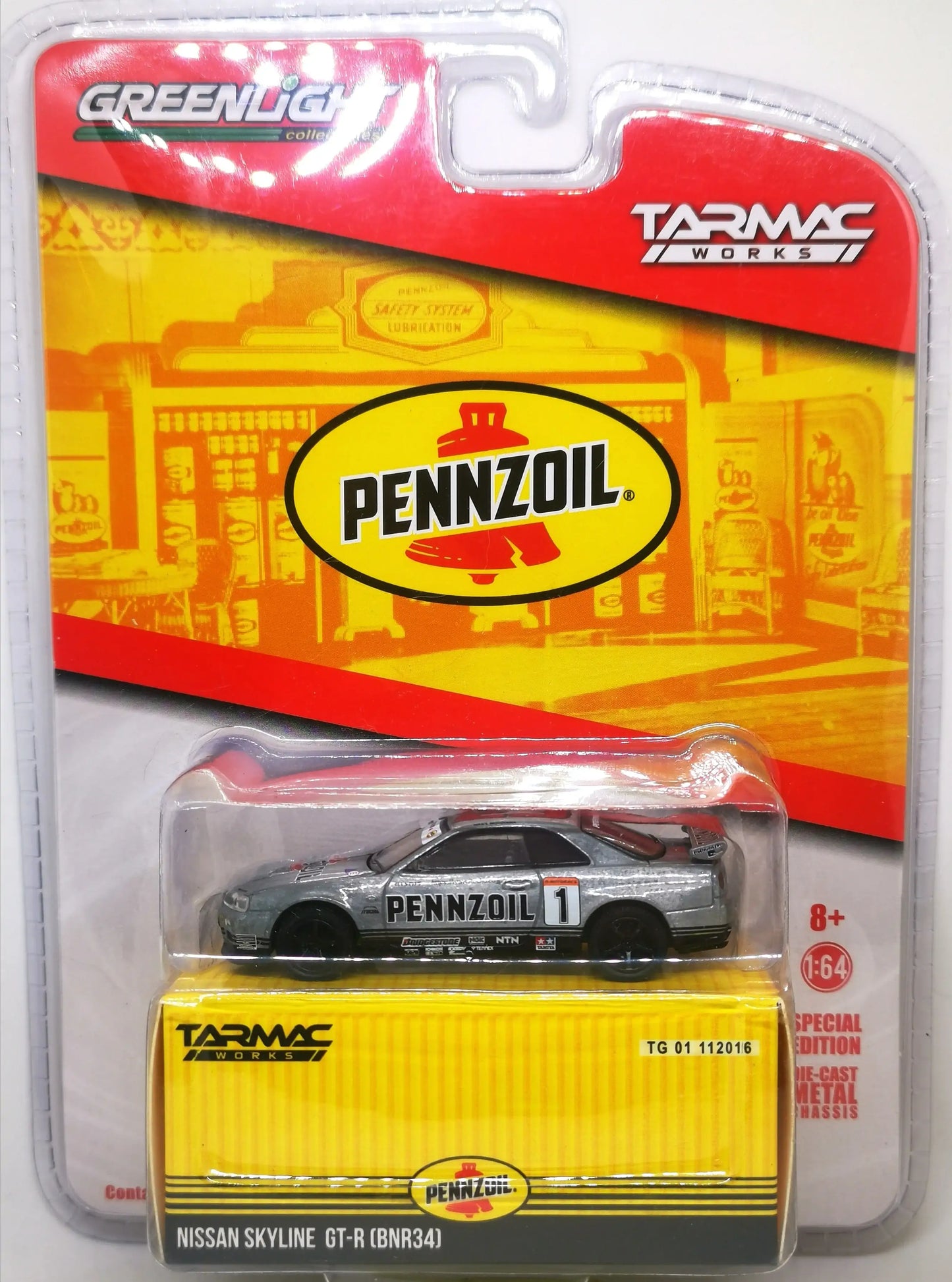 CHASE CAR Tarmacworks X GreenLight 1:64 Scale Pennzoil Nissan Skyline GT-R R34