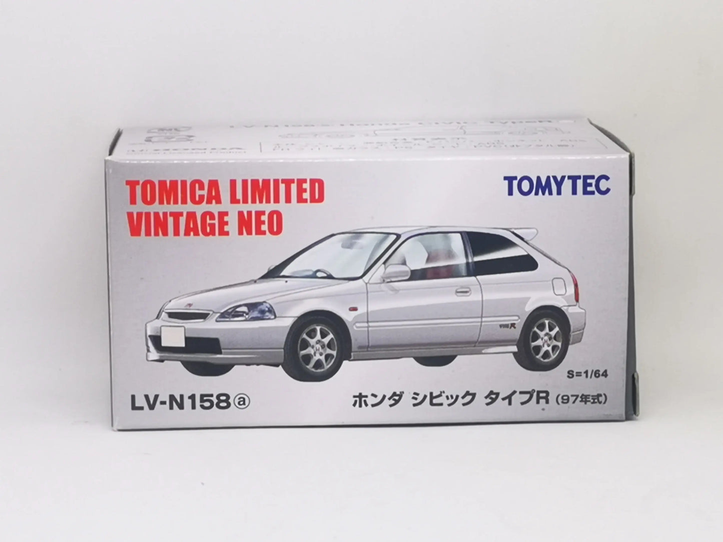 Tomica Limited Vintage Neo LV-N158a Honda Civic EK9 TypeR white 97 top view