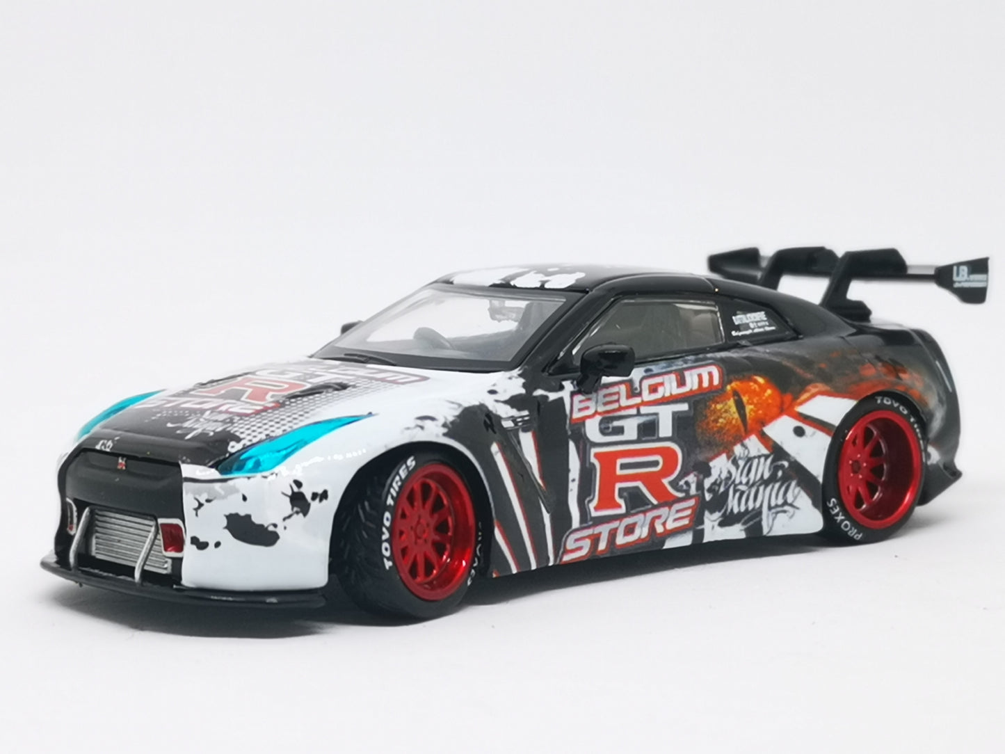 KJ Miniatures 1:64 scale LB Works Nissan GT-R R35 Belgium GTR Store Edition Godzilla
