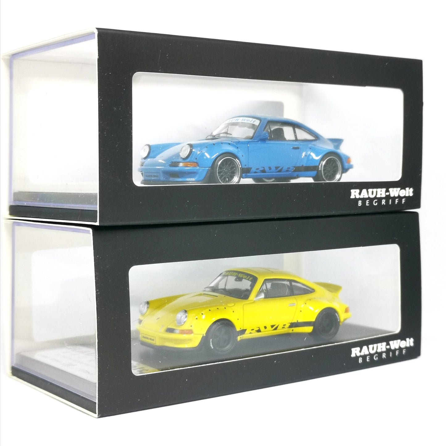 Model Collect RWB Porsche 930 Ducktail Wing Blue and Yellow 1:64 SCALE
