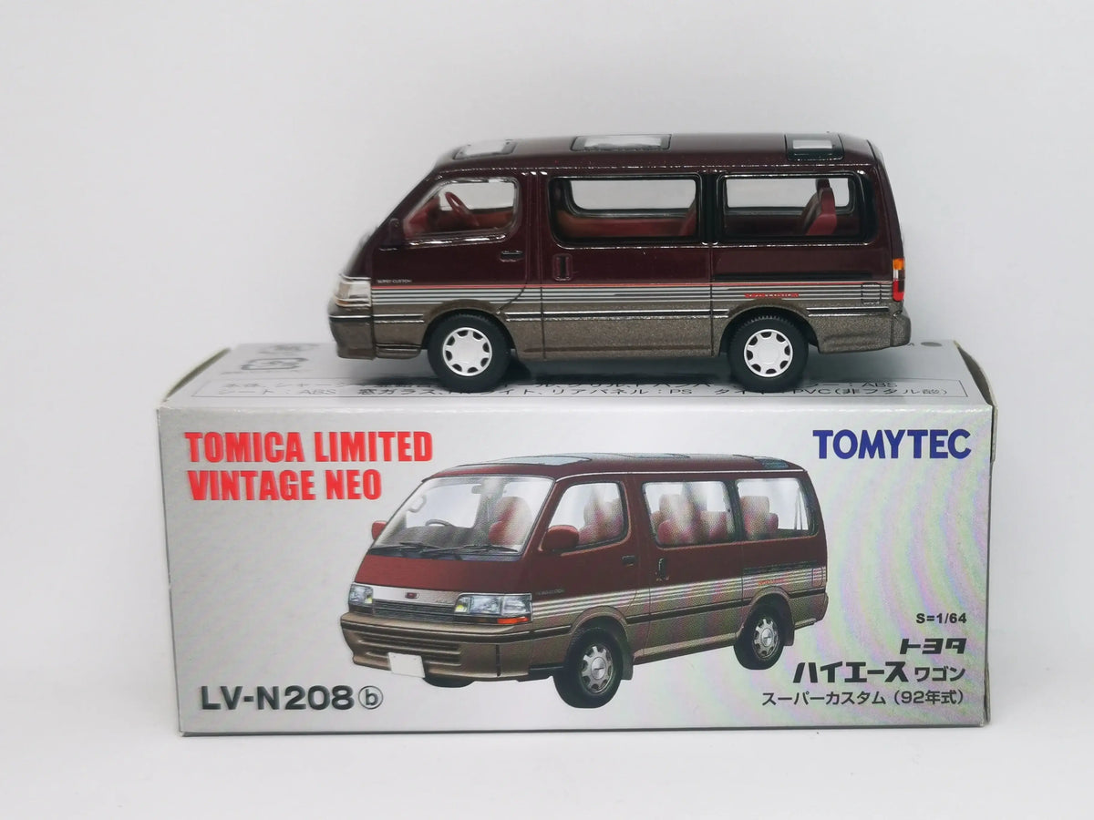 Tomica Limited Vintage Neo LV-N208b Toyota Hiace Wagon Super Custom 92 Model (Dark Red / Brown)-Tomytec-Tomica Limited Vintage Neo-Mobile Garage HK
