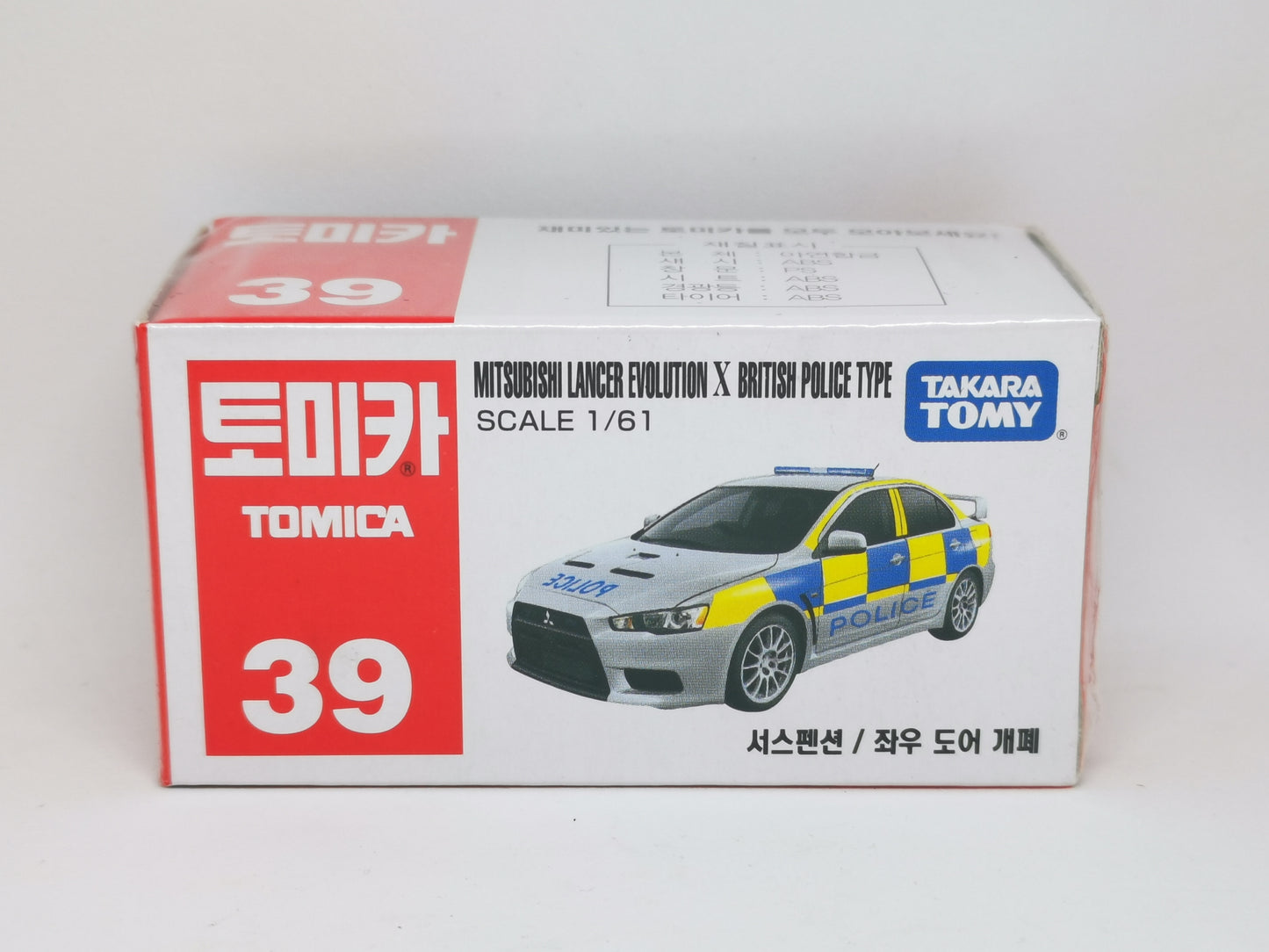 Tomica #39 Mitsubishi Lancer Evolution EVO X British Police Type (Korea ver. packing) Takara Tomy
