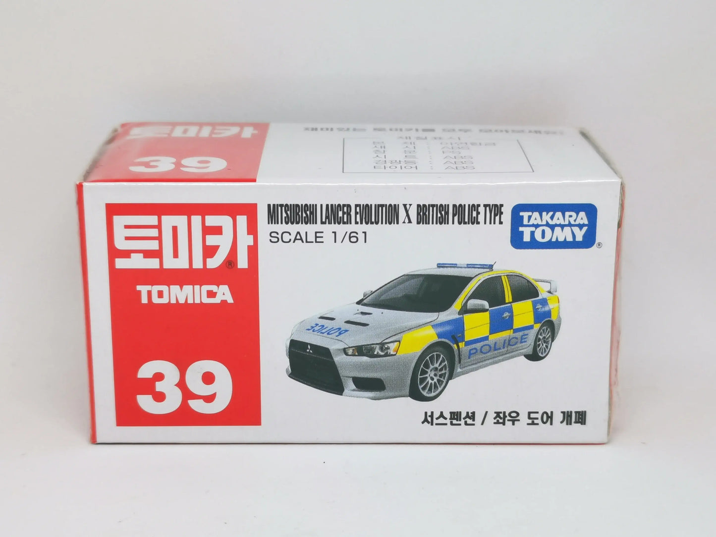 Tomica #39 Mitsubishi Lancer Evolution EVO X British Police Type (Korea ver. packing) Takara Tomy