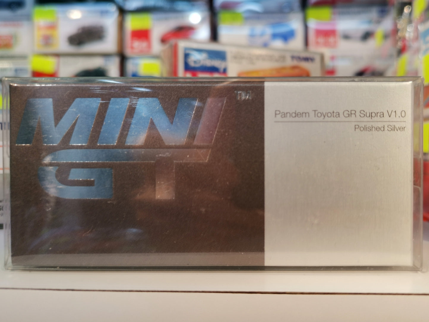Mini GT Exclusive 1:64 Scale Pandem GR Supra (A90) Polished Silver
