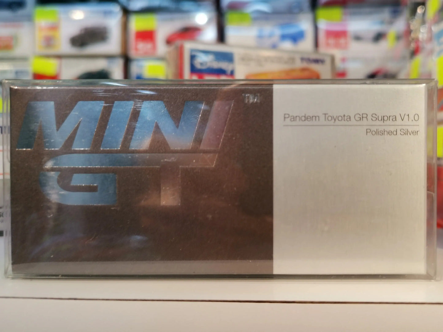Mini GT Exclusive 1:64 Scale Pandem GR Supra (A90) Polished Silver