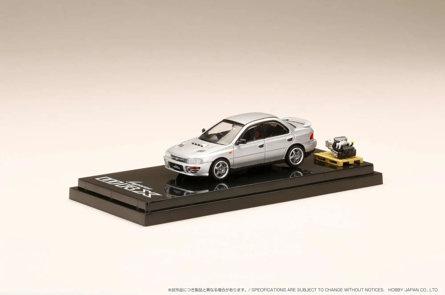 Hobby Japan 1/64 SUBARU IMPREZA WRX (GC8) 1992 with Engine Display Model Silver