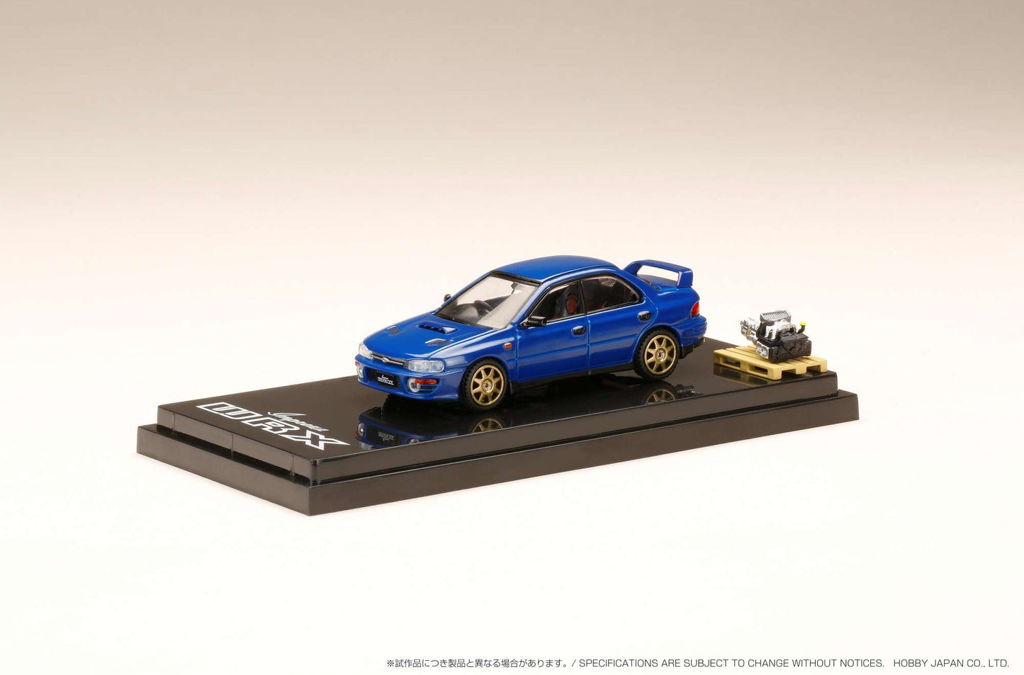 Hobby Japan 1/64 SUBARU IMPREZA WRX (GC8) 1992 Customized Version with Engine Display Model Blue