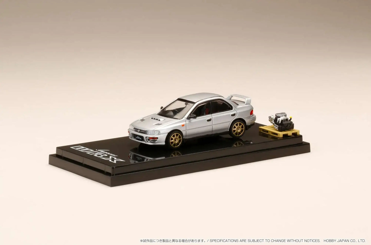 Hobby Japan 1/64 SUBARU IMPREZA WRX (GC8) 1992 Customized Version with Engine Display Model Silver