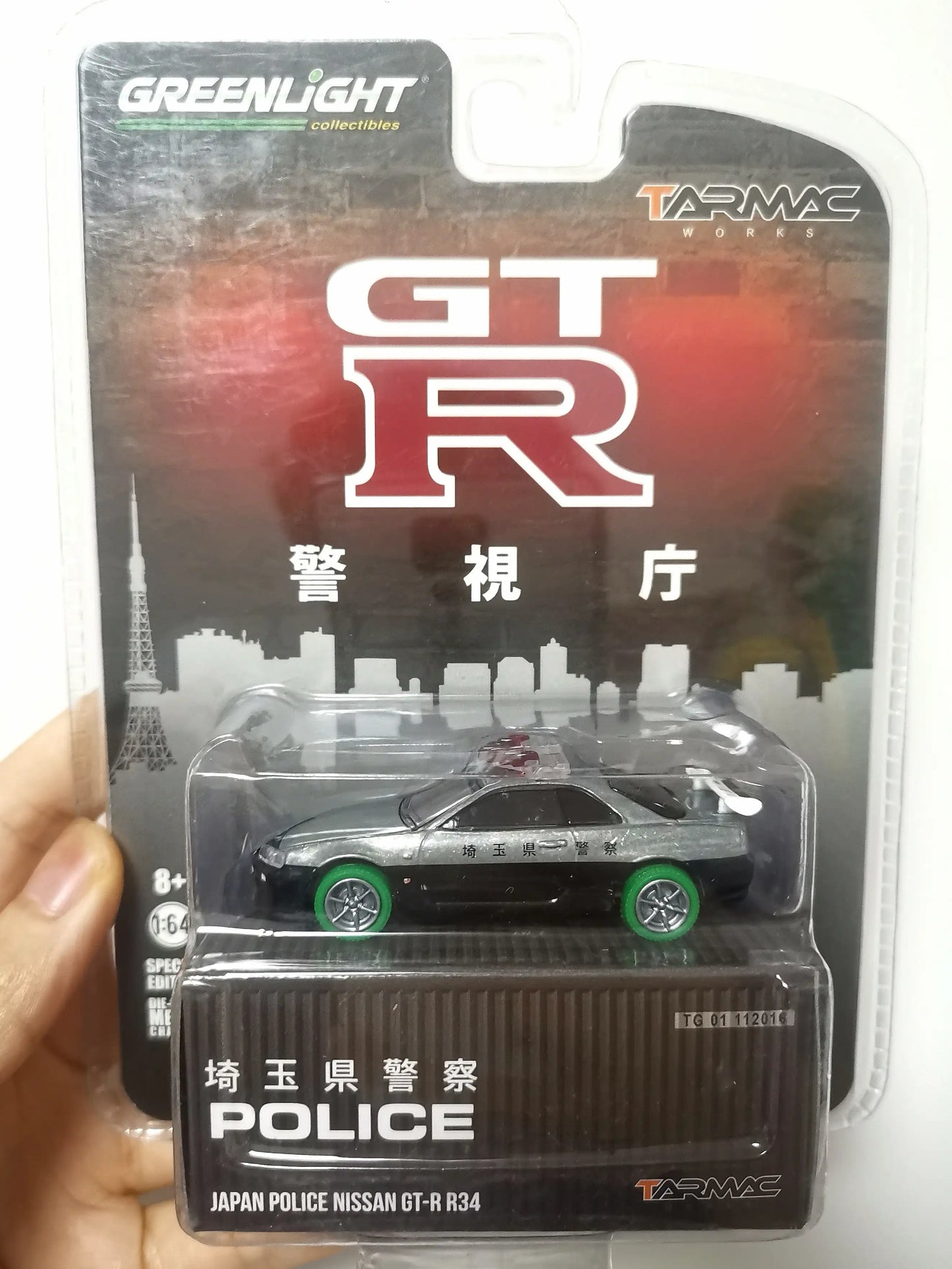 CHASE CAR Tarmac Works X GreenLight1:64 Scale Japan Police Nissan Skyline GT-R R34