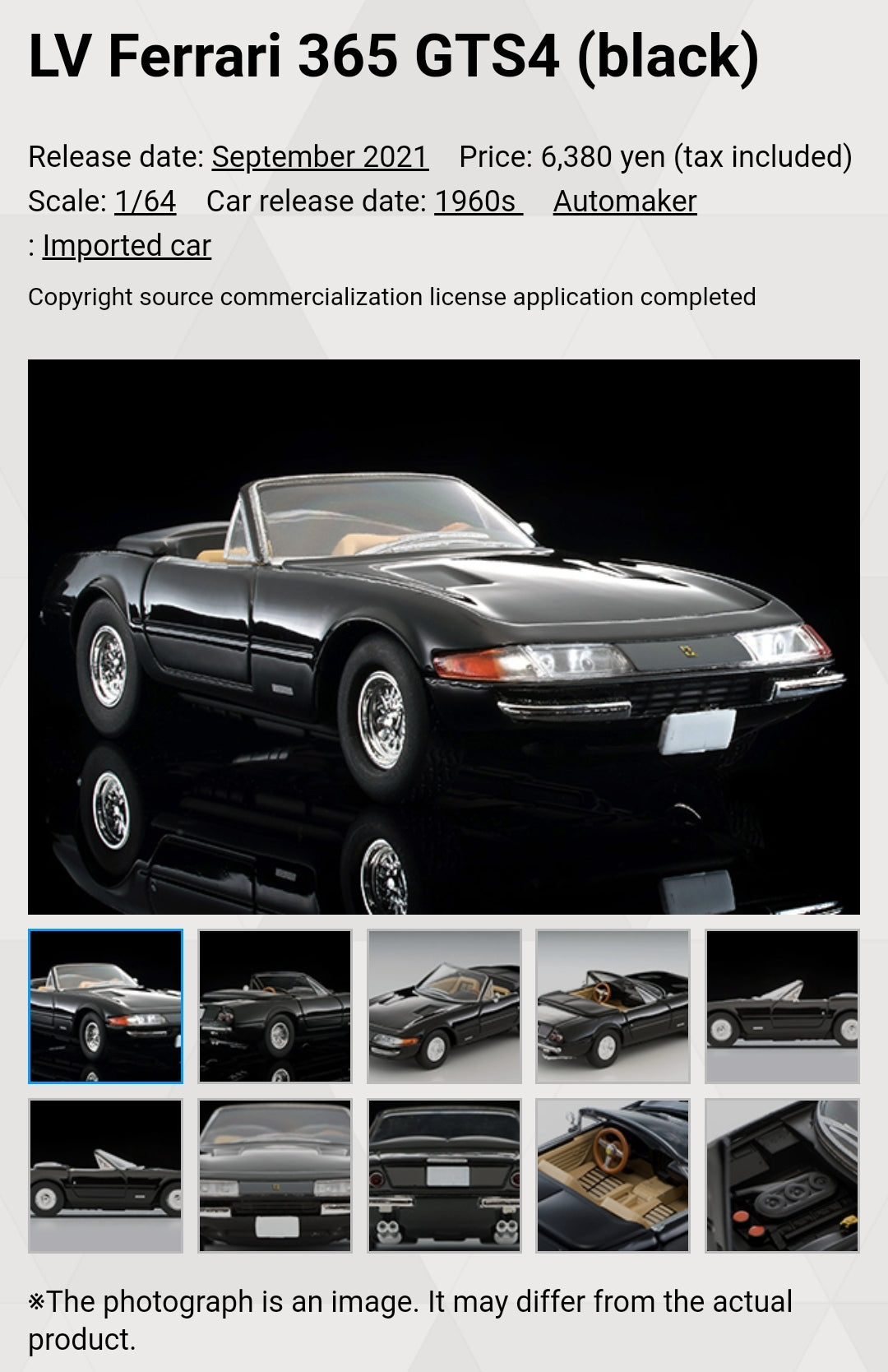 Tomica Limited Vintage Ferrari 365 GTS4 (Black)