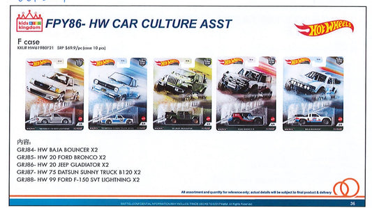 Hot Wheels Car Culture FPY86 F Case set of 5pcs